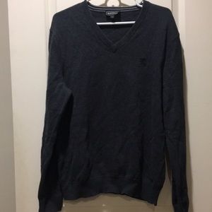 Express Men’s V Neck pullover Sweater long sleeves size large grey